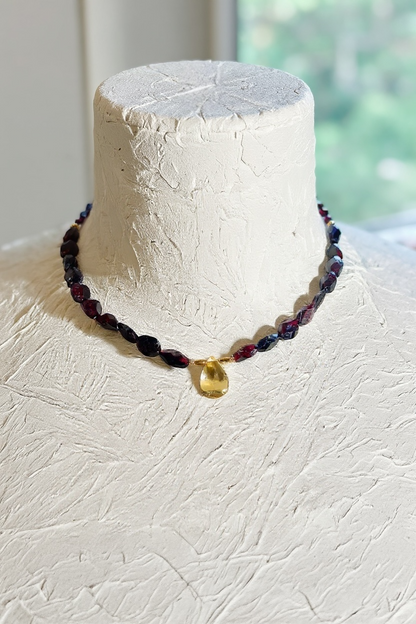 #165 Collier Grenat & Citrine