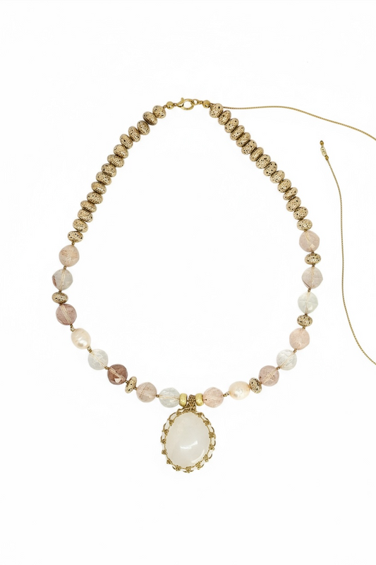 Collier Quartz ferrugineux & Lave