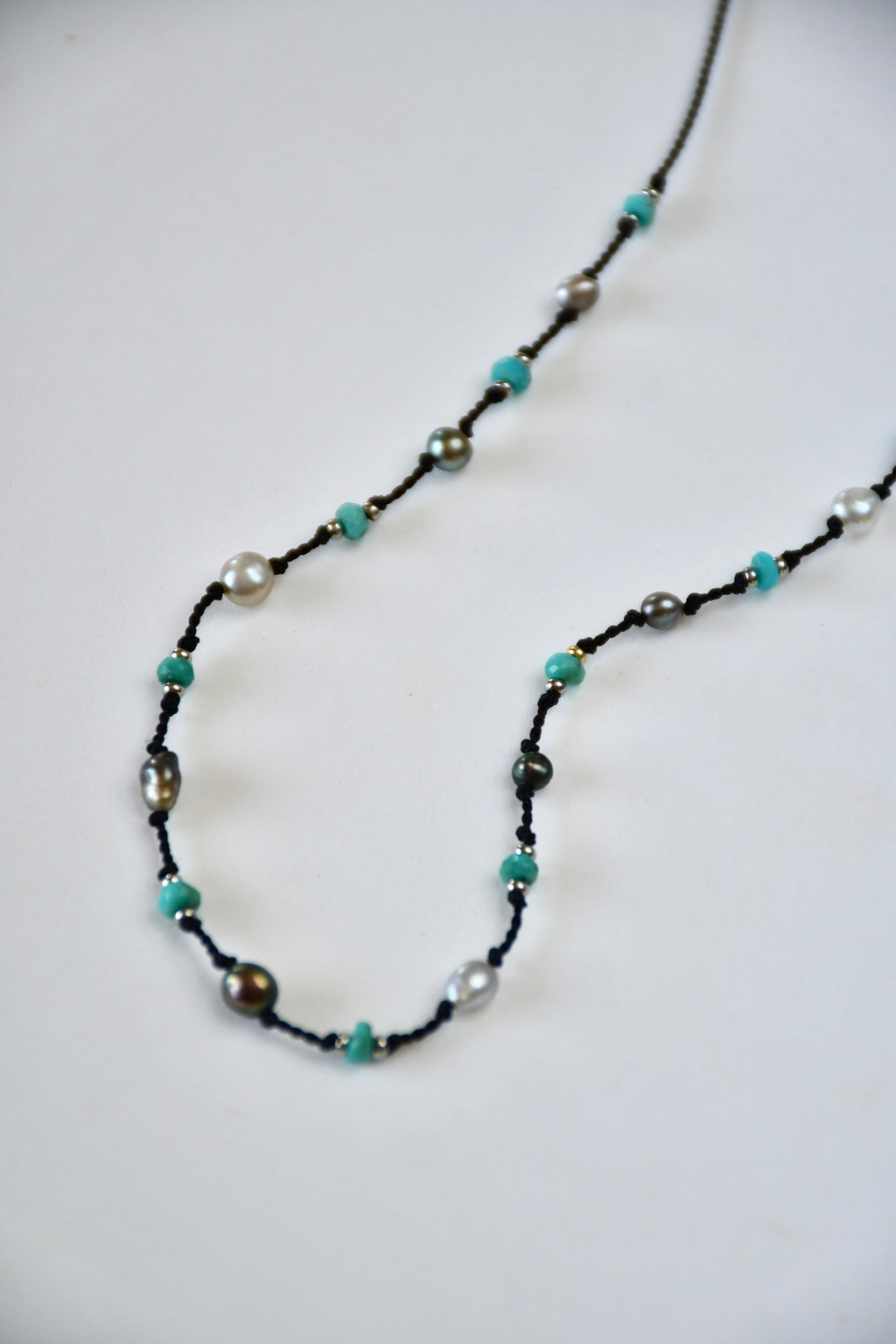 Collier Keishi & Turquoise sur soie