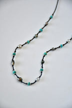 Collier Keishi & Turquoise sur soie