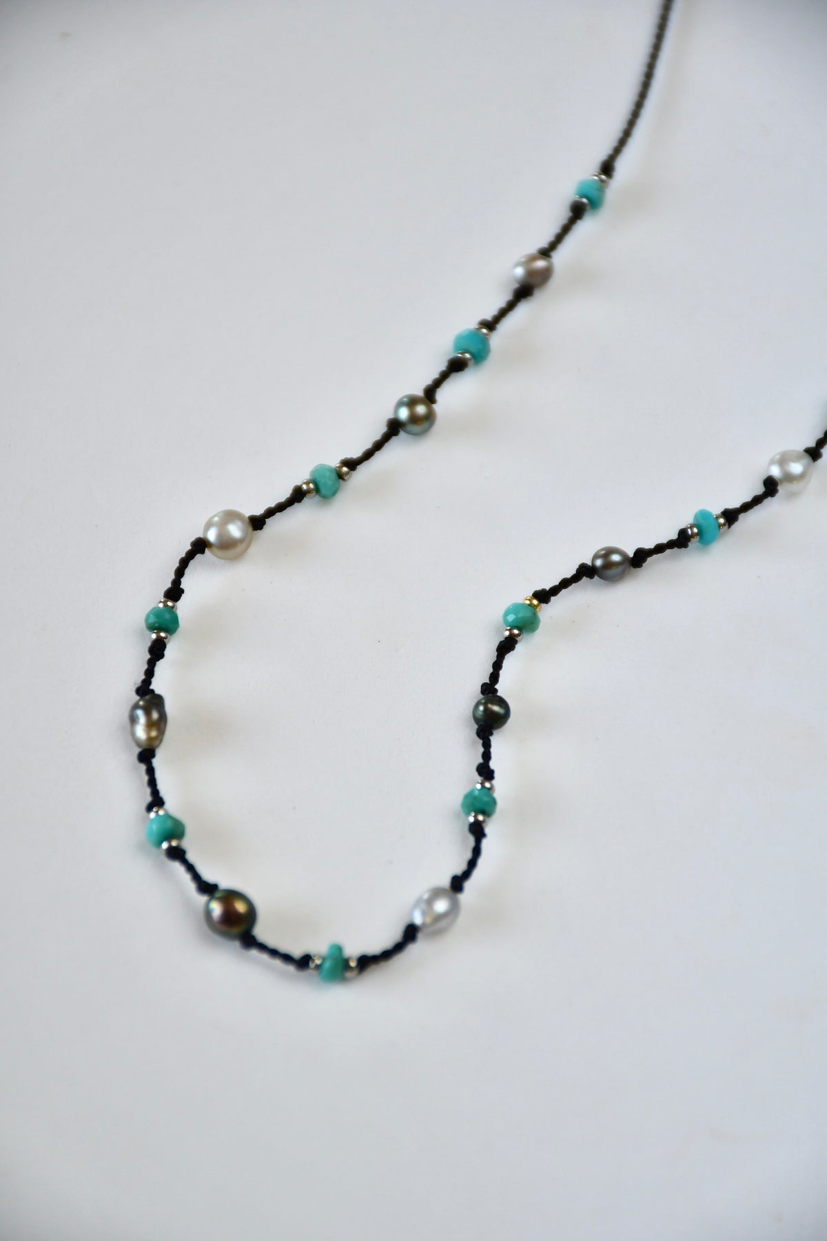 Collier Keishi & Turquoise sur soie