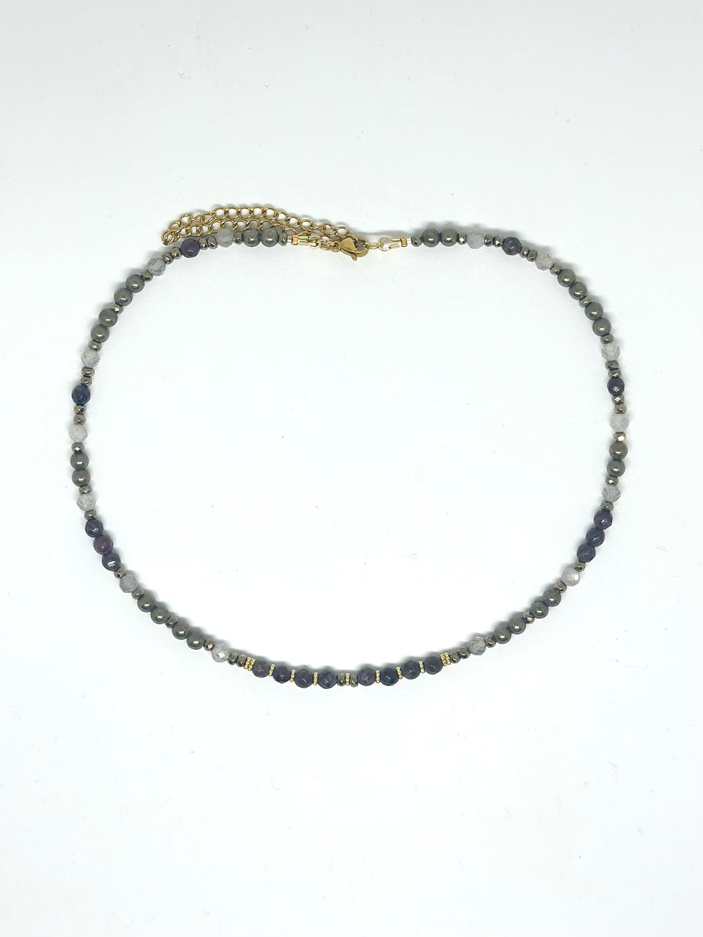 Collier Grenat, Labradorite, Pyrite — Le feu protégé qui guide l’élan