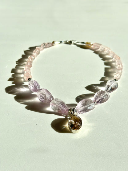 Collier Ametrine, Améthyste & Quartz rose