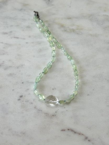 Collier Prehnite & Cristal de roche — La clarté du cœur