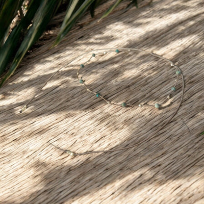 Collier ajustable turquoise et nacre