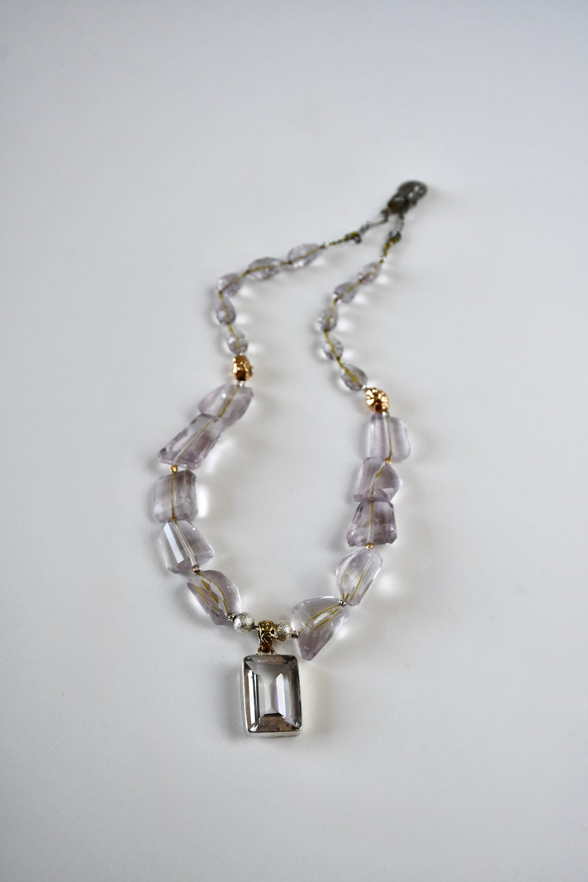 #133 Collana Ametista rosa traslucida