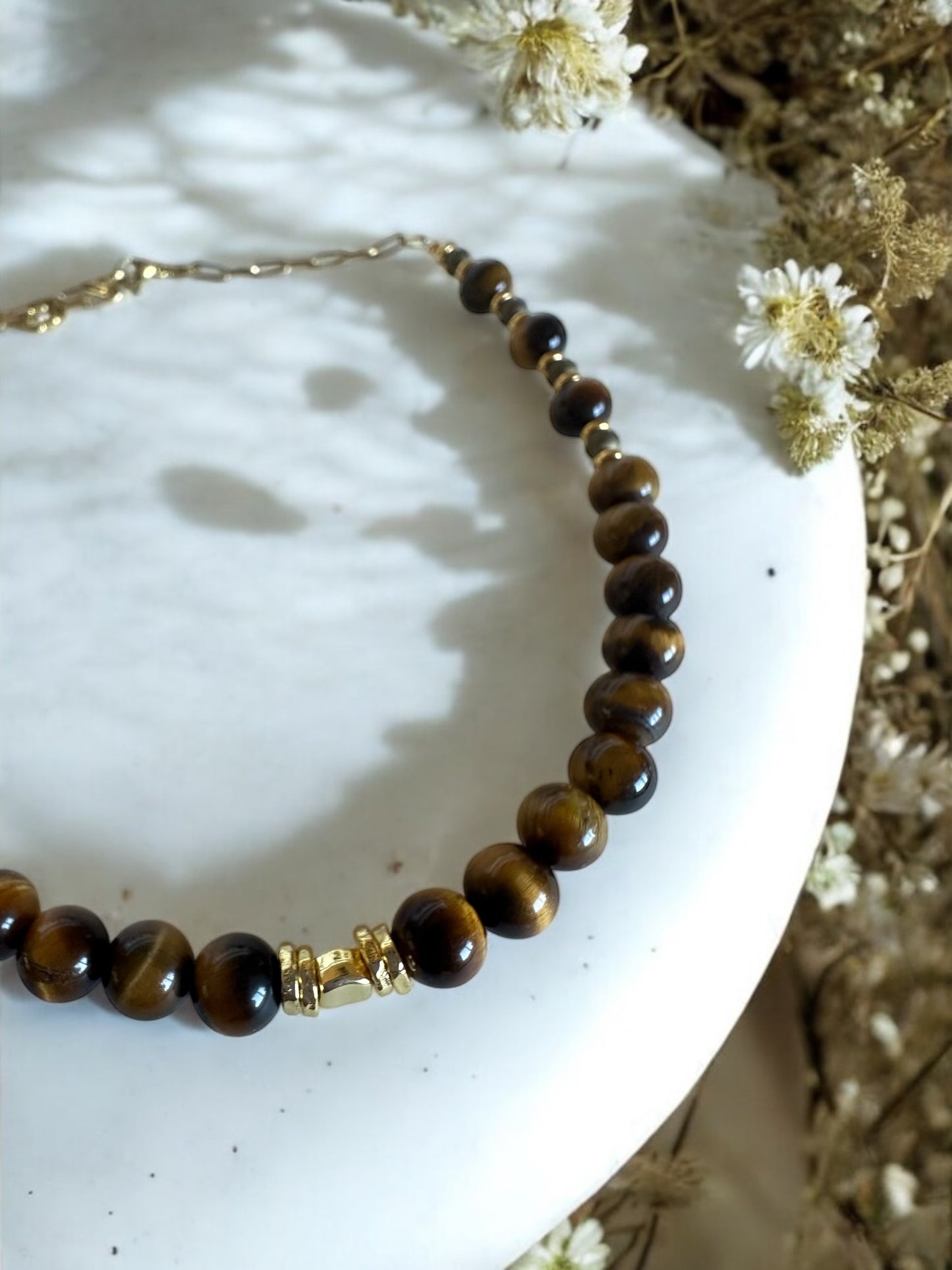 Collier Œil de Tigre et Hématite