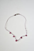 Collier Rubis brut & Améthyste lavande  sur soie