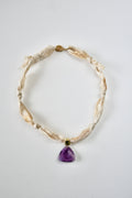 Amethyst-Halskette auf Seidenband – Die violette Krone