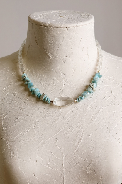 #162 Collier Larimar & Cristal de roche