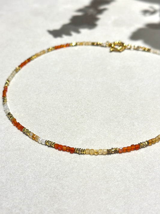 Collier Citrine & Agathe rouge