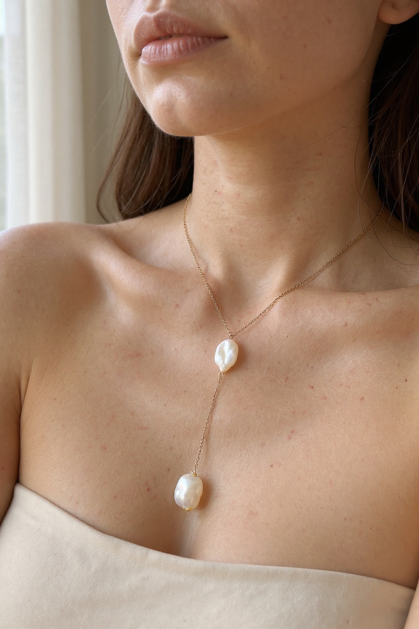 Colliers perles d’eau douce sur chaîne