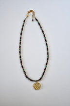 Collier Grenat, Chrysocolle & Pyrite — Le Feu Sacré