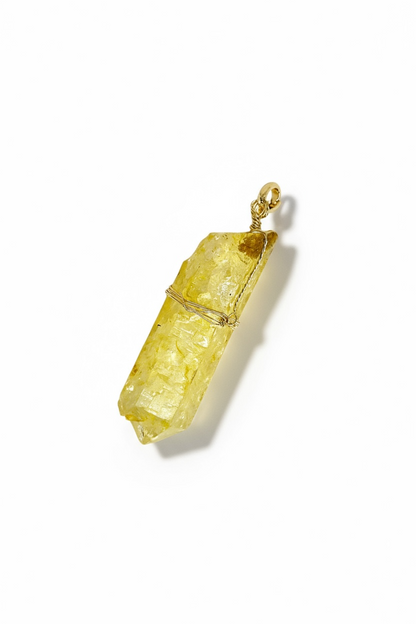 Collier multi Quartz & pendentif Quartz jaune