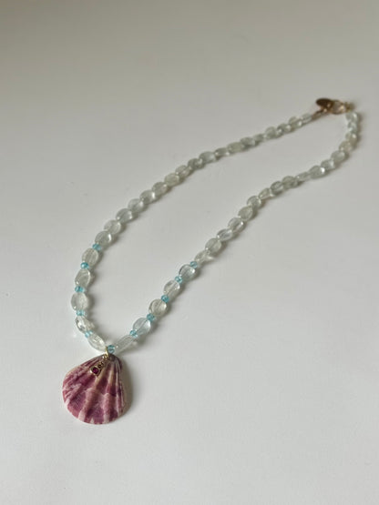 Collier Topaze, Aigue-marine & Coquillage