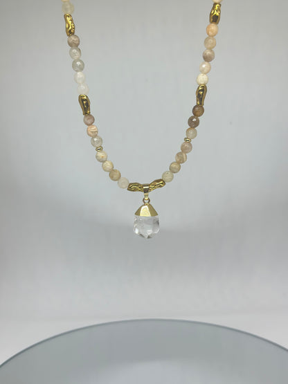 Collier harmonie – Pierre de lune Navajo et Cristal - Intuition douce et clarté vibrante