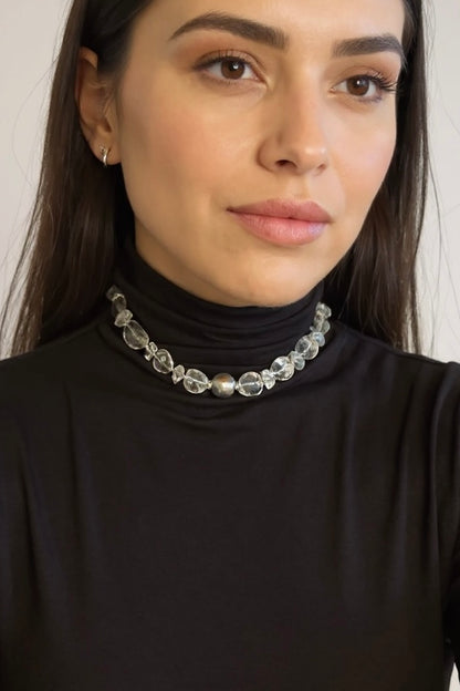 Collier Perle de Tahiti & Cristal de Roche