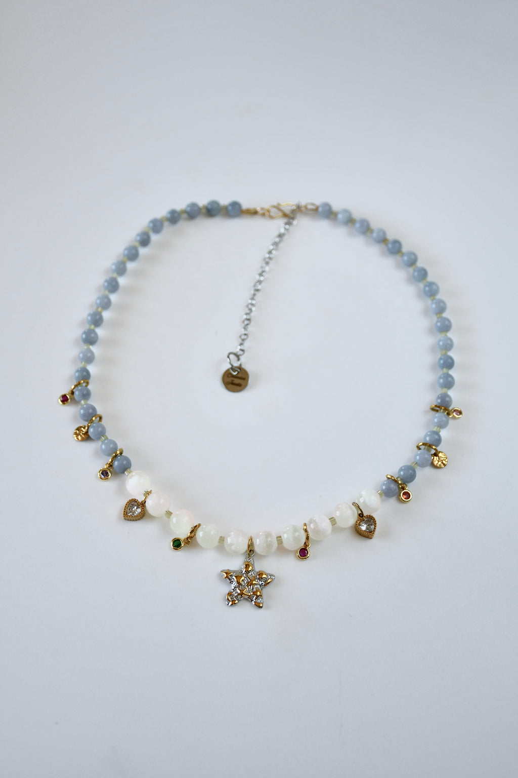 Collier Charms, Sélénite & Angelite   — Le souffle du ciel