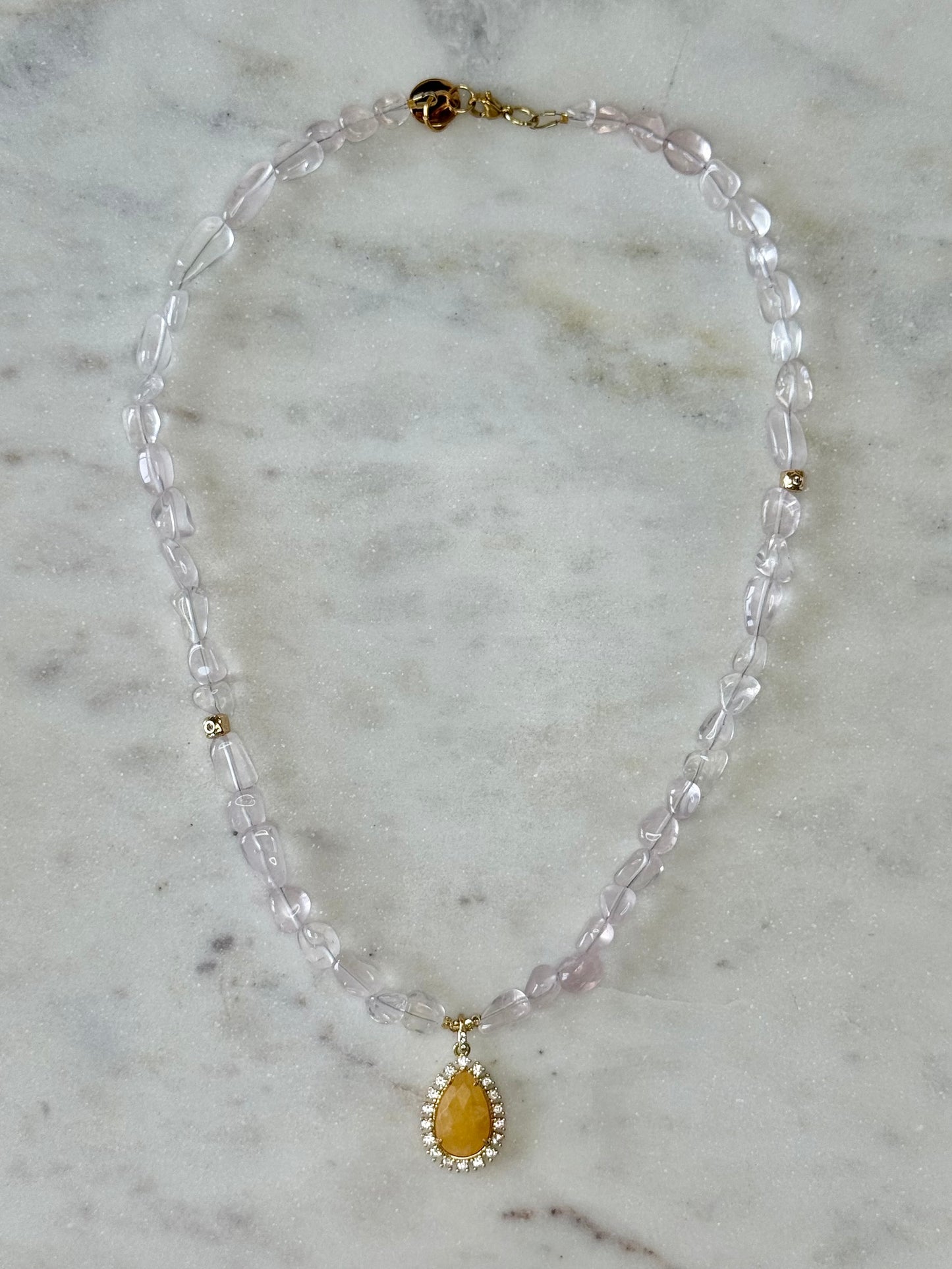 Collier Quartz rose & Jade — L’Amour Tranquille