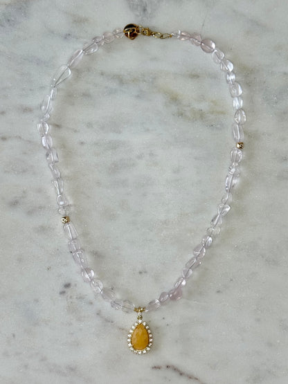 Collier Quartz rose & Jade — L’Amour Tranquille