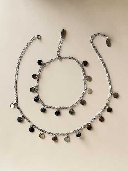 Ensemble collier + bracelet de cheville nacre