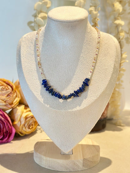 Collier Lapis Lazuli, Citrine & Quartz — Sagesse intérieure et clarté lumineuse