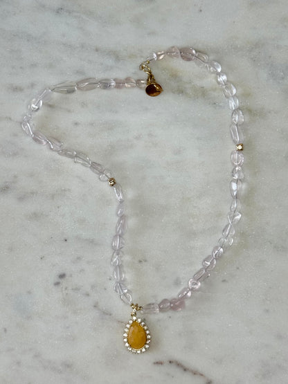 Collier Quartz rose & Jade — L’Amour Tranquille