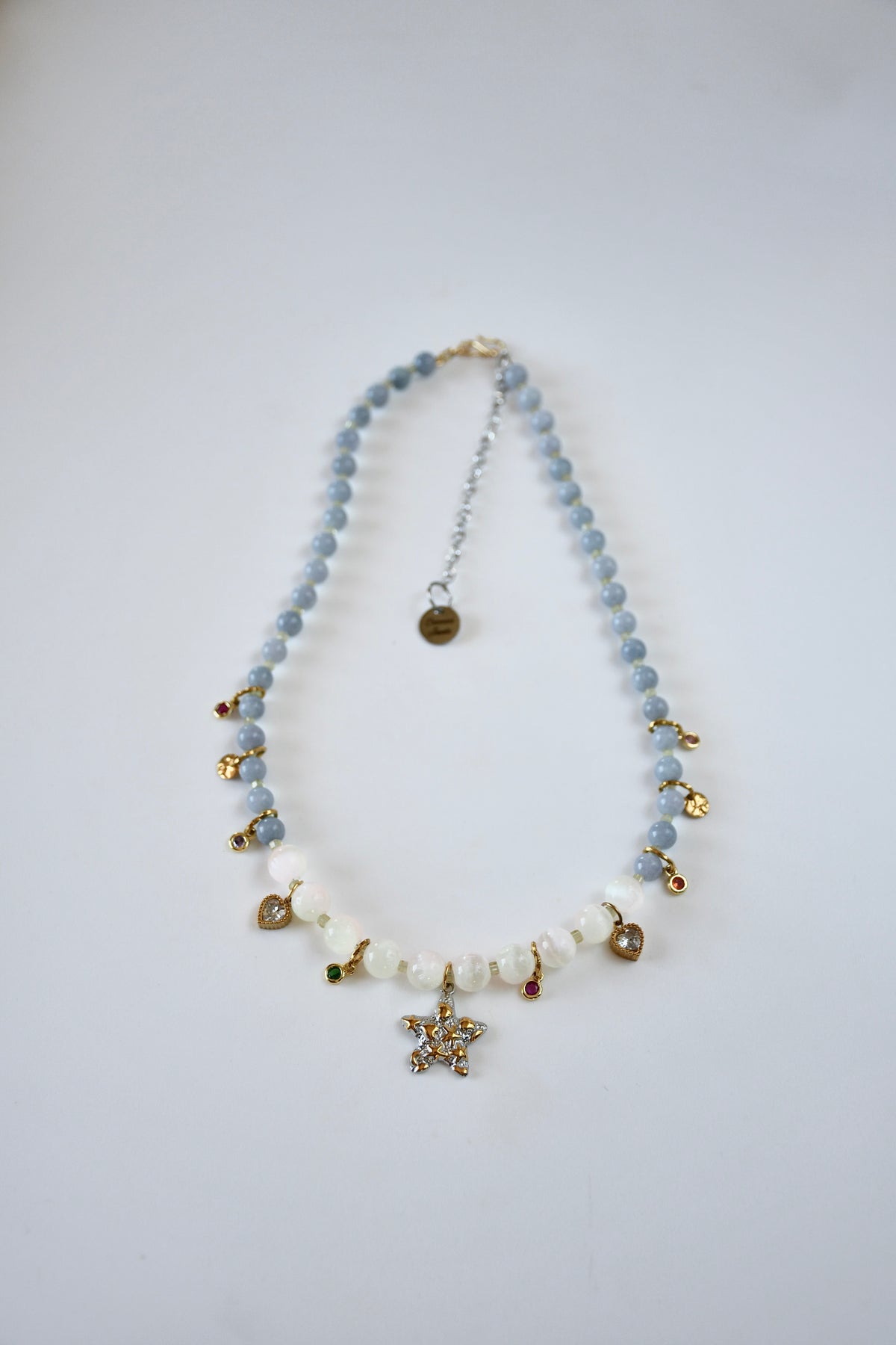 Collier Charms, Sélénite & Angelite   — Le souffle du ciel