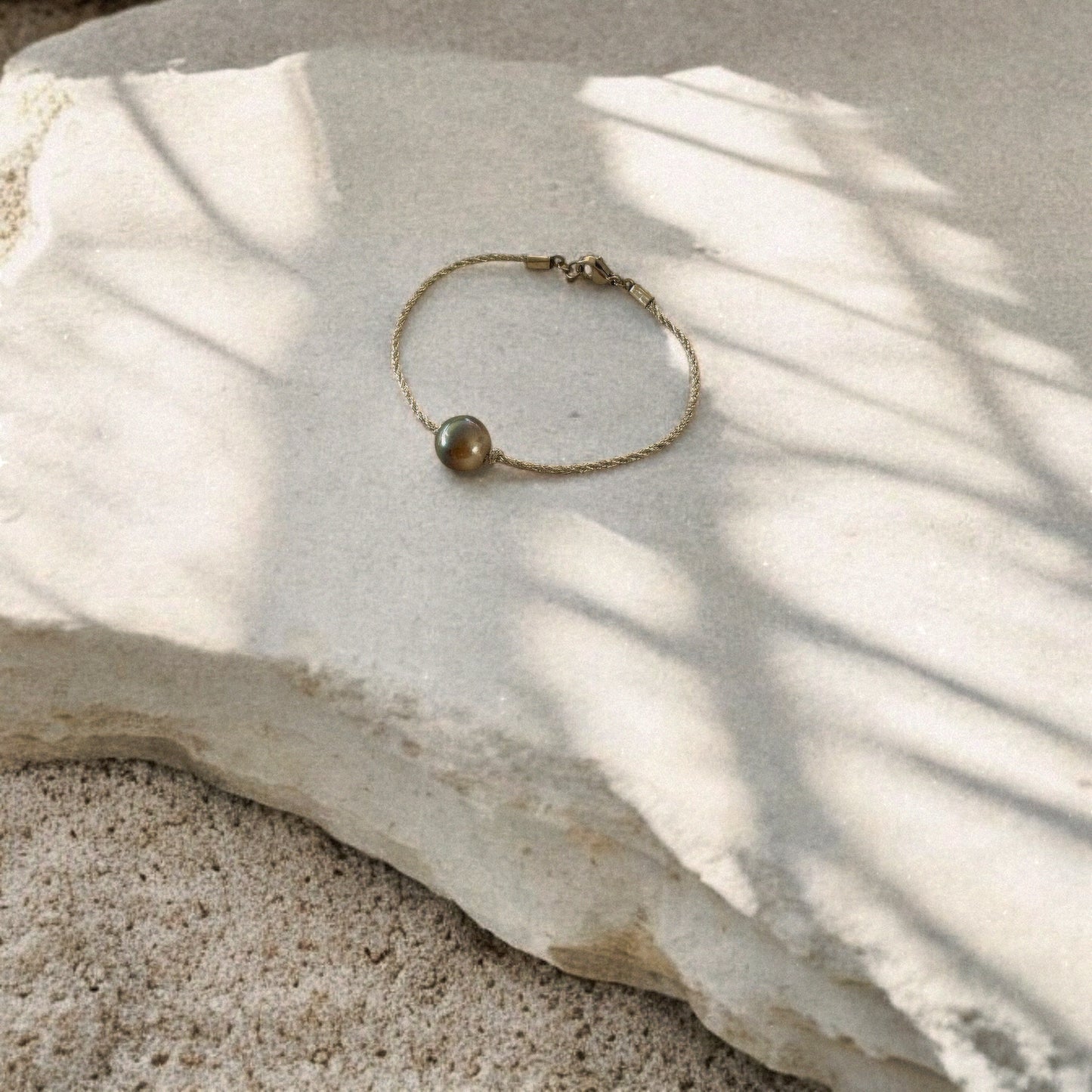 Bracelet perle de Tahiti cordon argenté