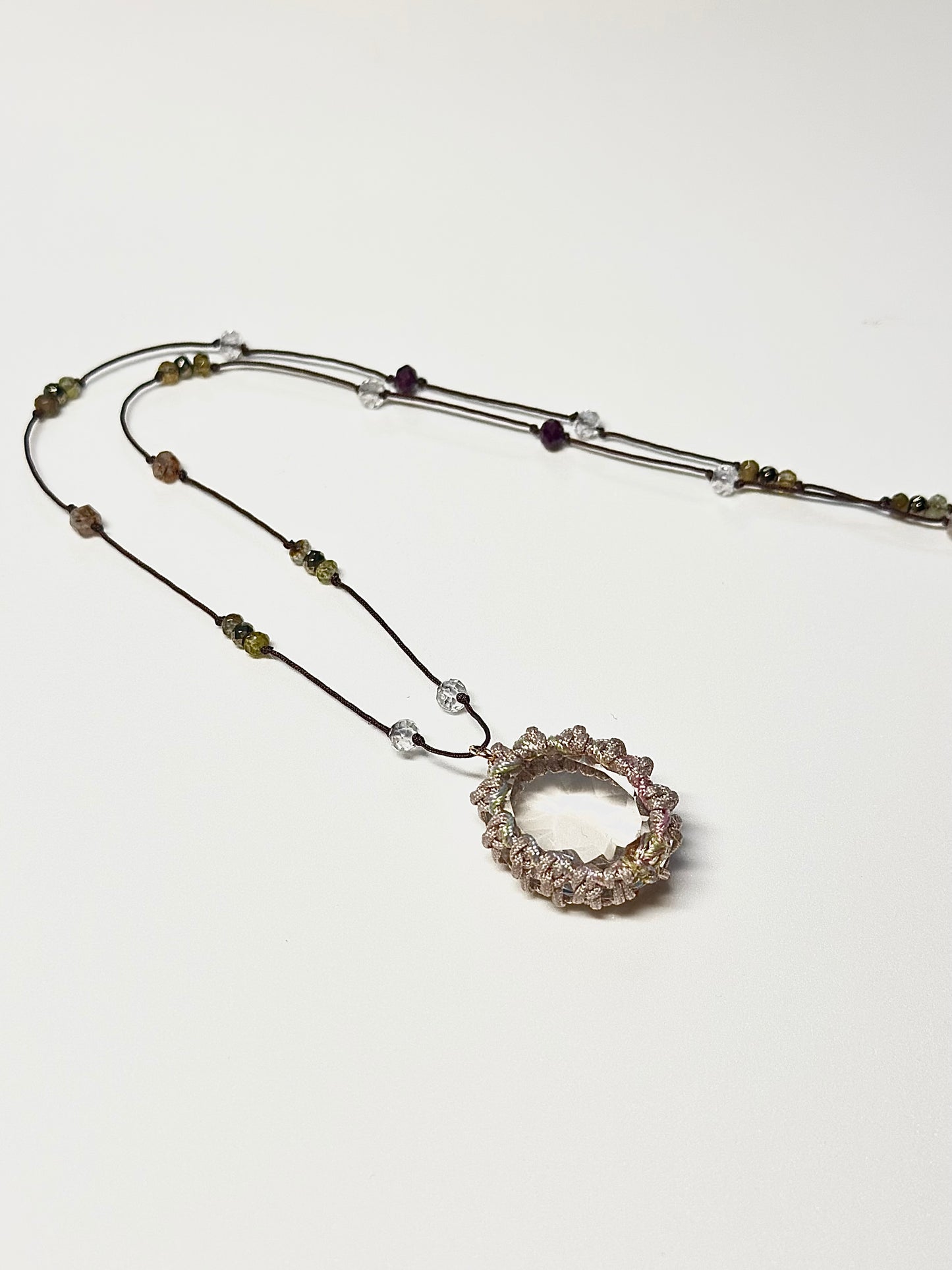 Collier Cristal, Rubis, Grenat, Pyrite