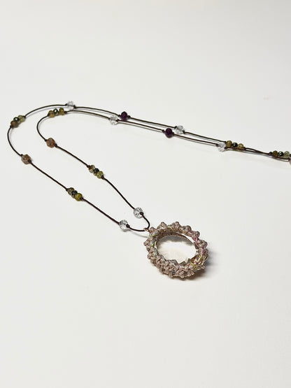 Collier Cristal, Rubis, Grenat, Pyrite