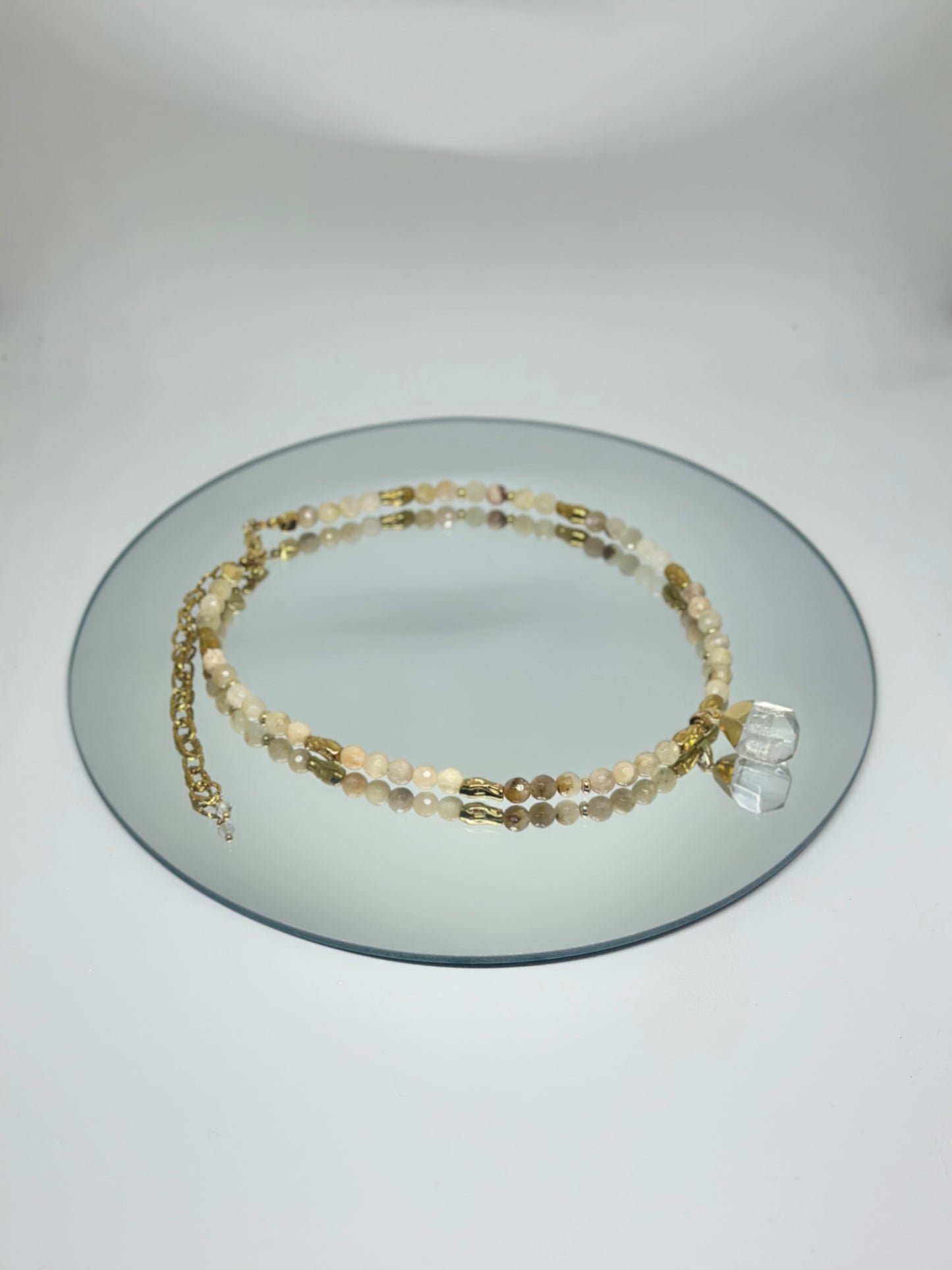 Collier harmonie – Pierre de lune Navajo et Cristal - Intuition douce et clarté vibrante