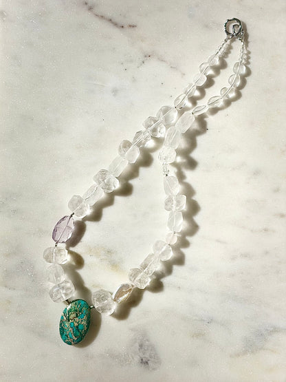 Collier Cristal de roche, Ametrine & Jaspe Impérial