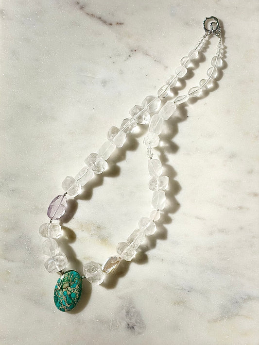 Collier Cristal de roche, Ametrine & Jaspe Impérial