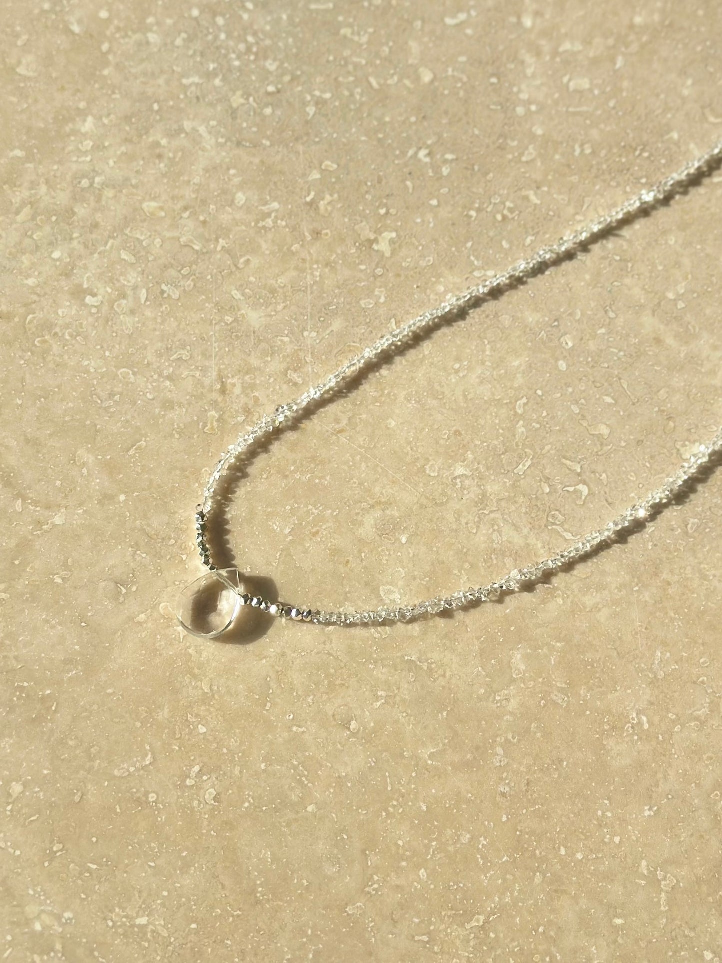 Collier Diamants Herkimer & Cristal de Roche