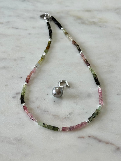 Collier Tourmaline & Perle de Tahiti — Le mystère électrique