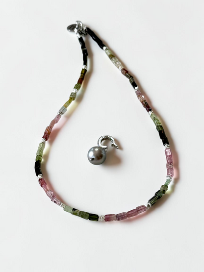 Collier Tourmaline & Perle de Tahiti — Le mystère électrique