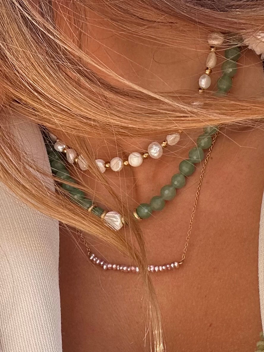 #44 Collier perles d’eau douce et hématite