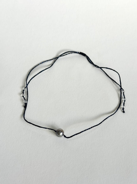 Collier perle de Tahiti sur soie