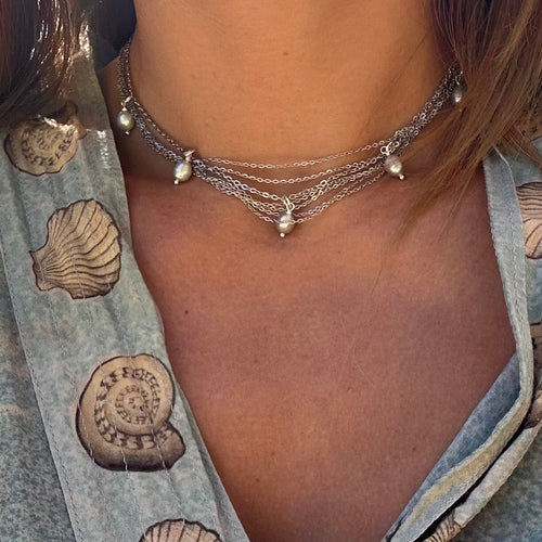 #38 Collier rangs multiple acier argenté