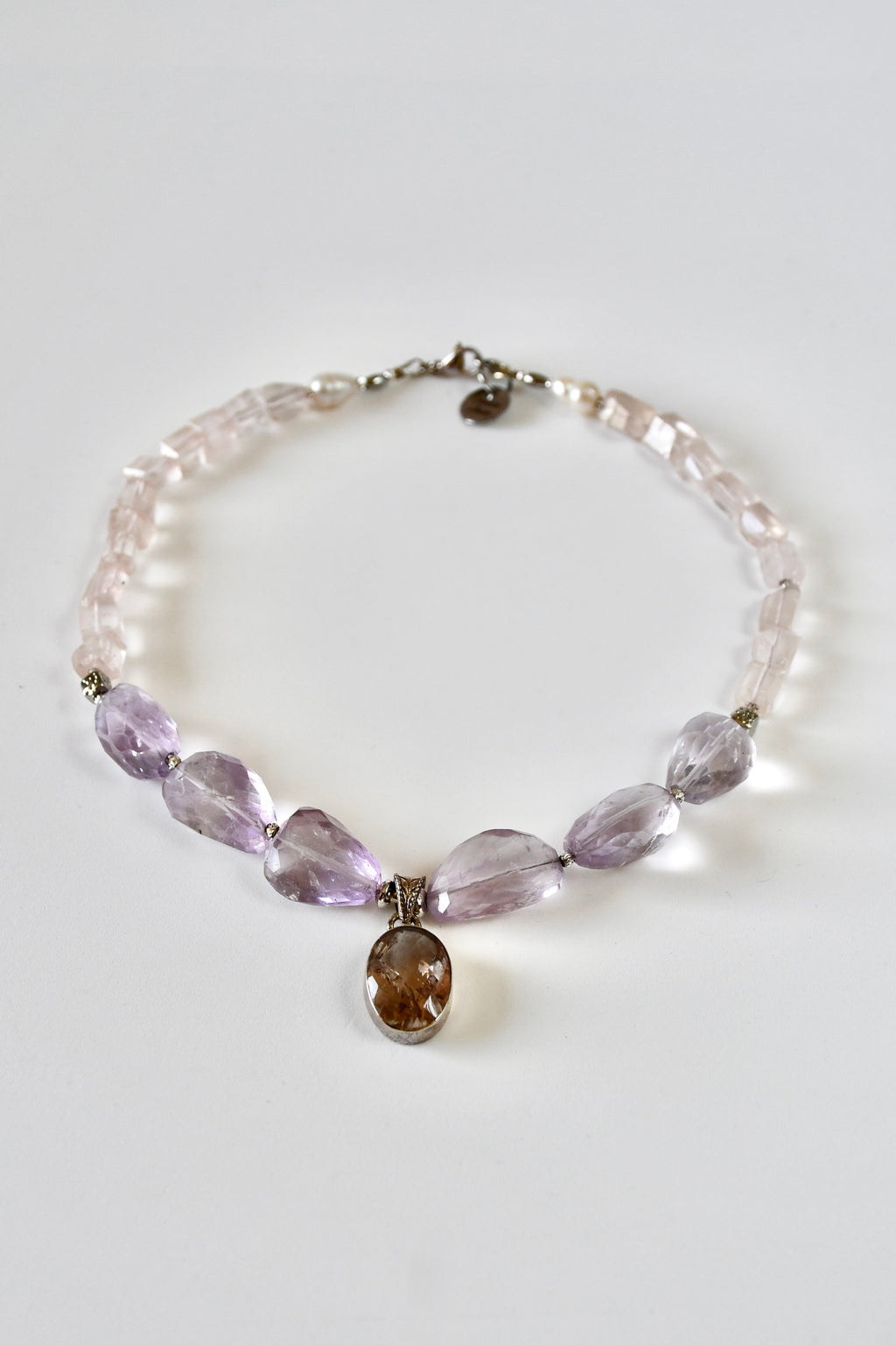 #158 Collana Ametrino, Ametista & Quarzo rosa