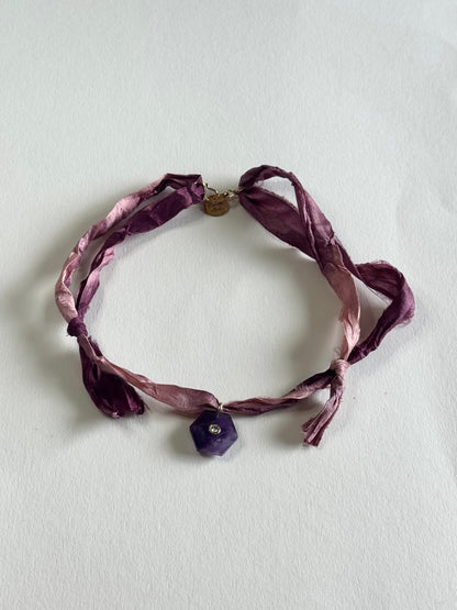 Collier Améthyste sur ruban de soie — L’Éveil Spirituel
