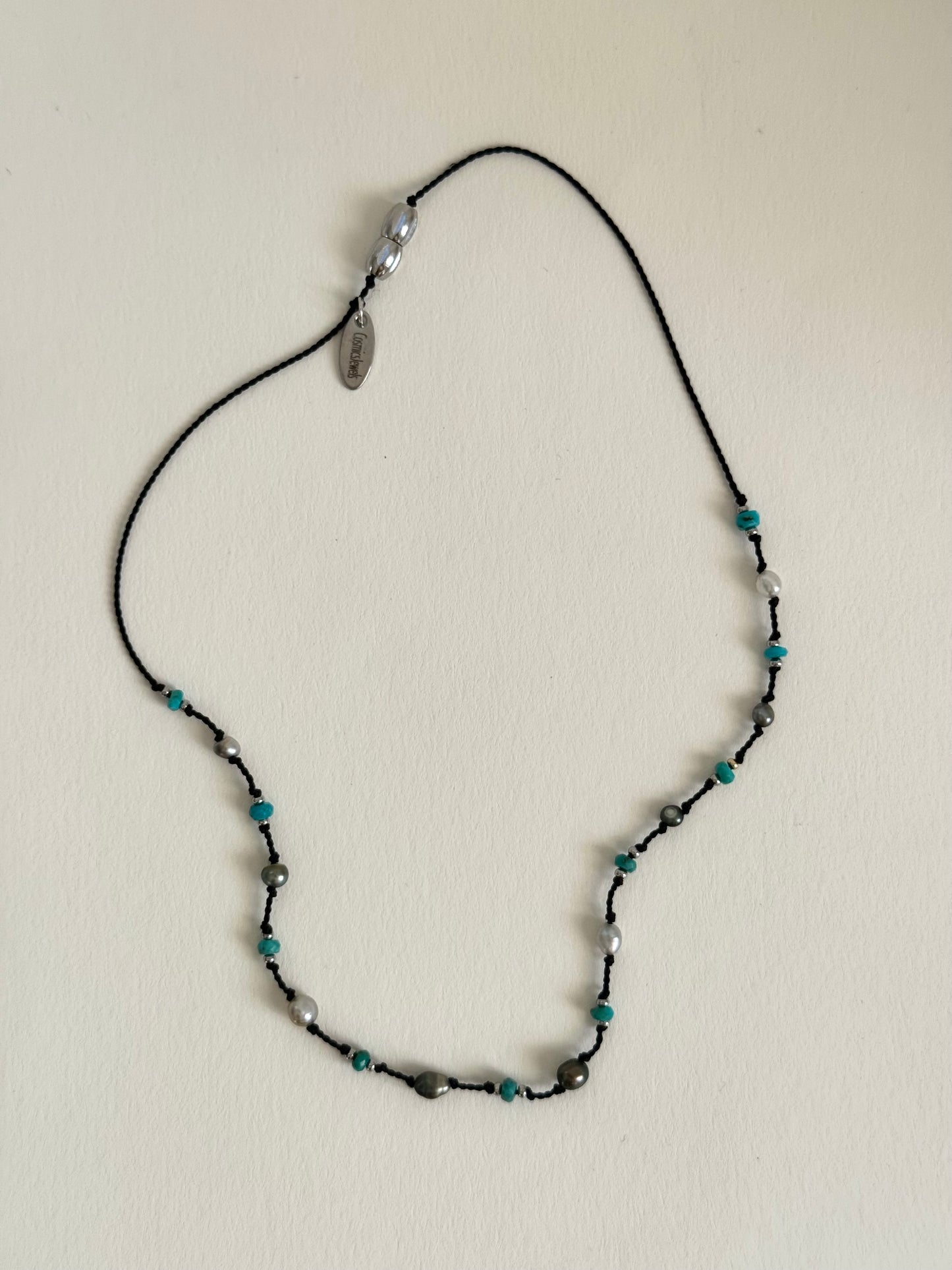 Collier Keishi & Turquoise sur soie