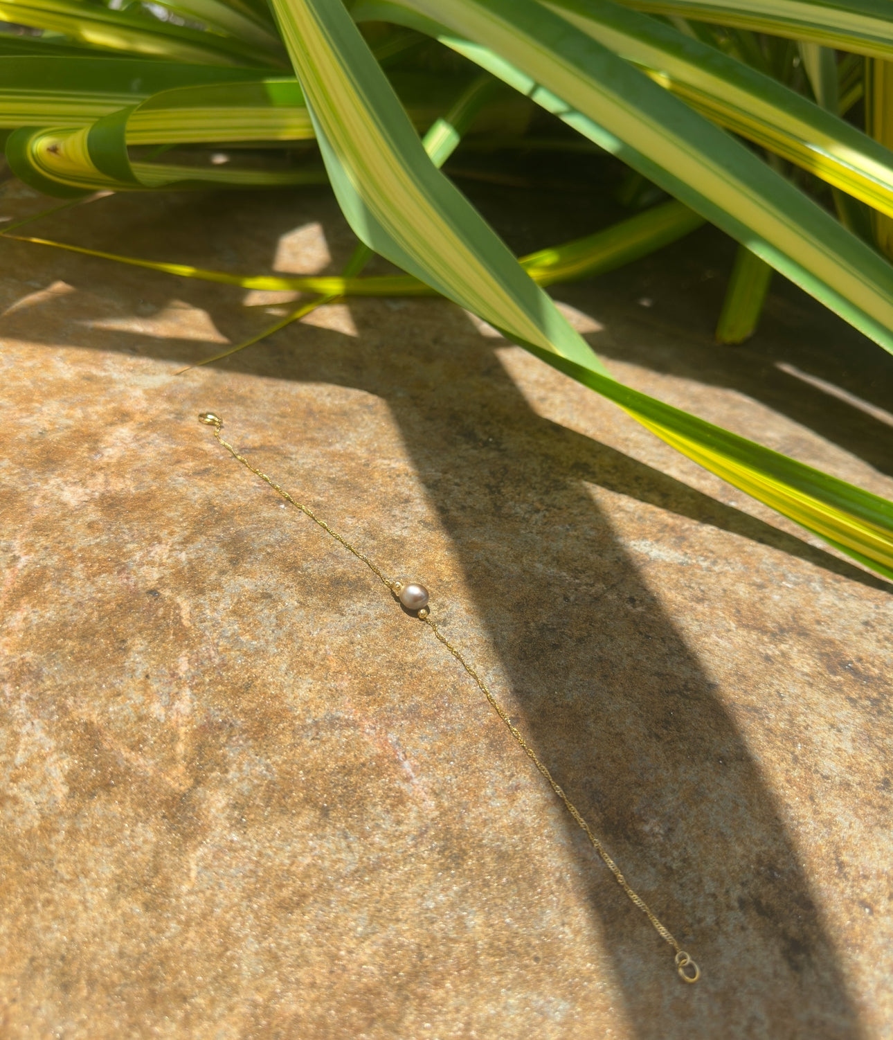 Chaîne de cheville perle de Tahiti sur Acier doré