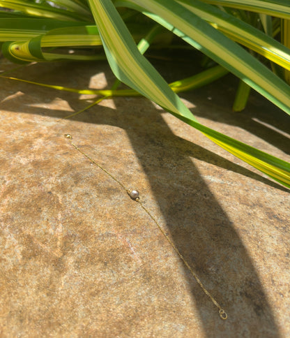 Chaîne de cheville perle de Tahiti sur Acier doré