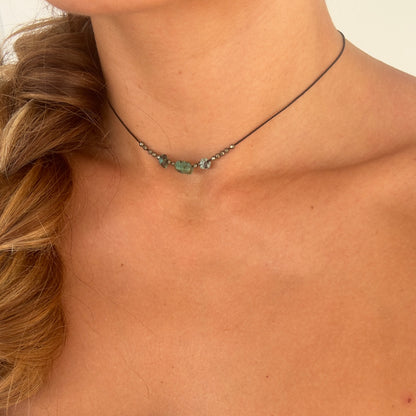 Collier de soie Turquoise Africaine et Pyrite