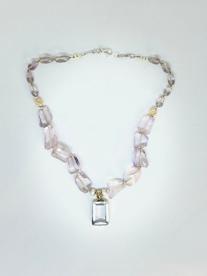 Collier Amethyste rose translucide