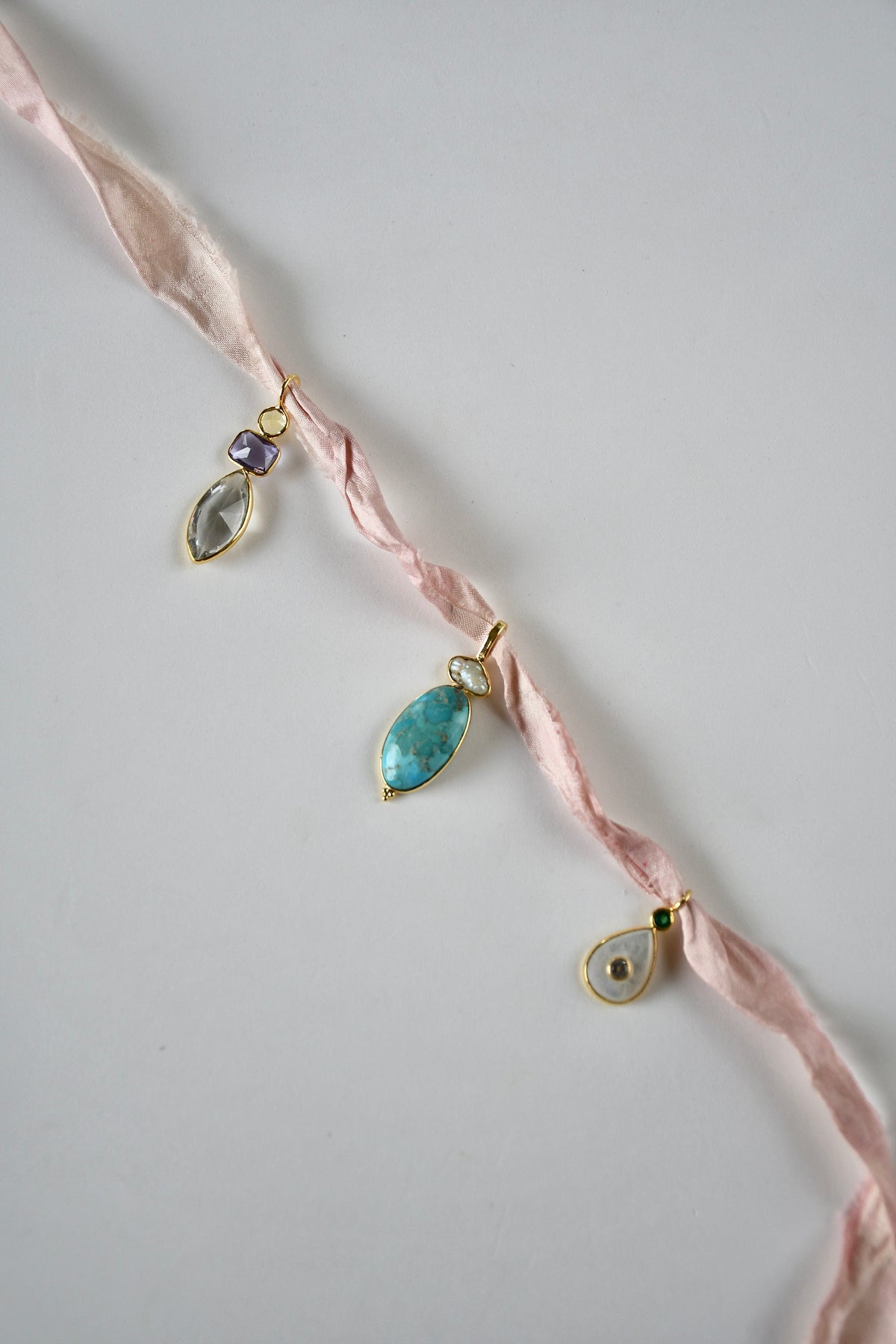 Pendentifs de gemmes plaqués or 18k