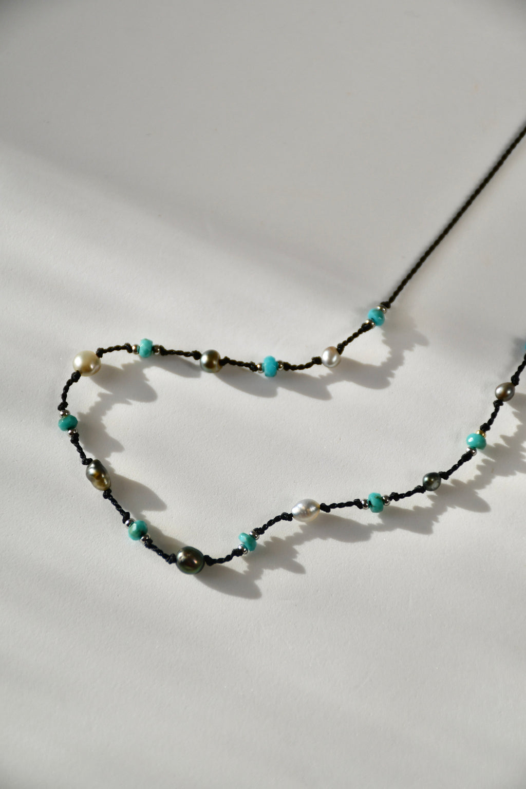 Collier Keishi & Turquoise sur soie