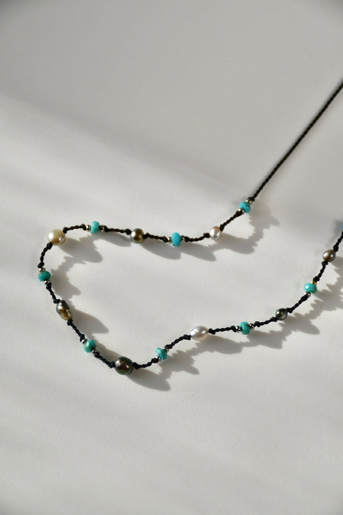 Collier Keishi & Turquoise sur soie